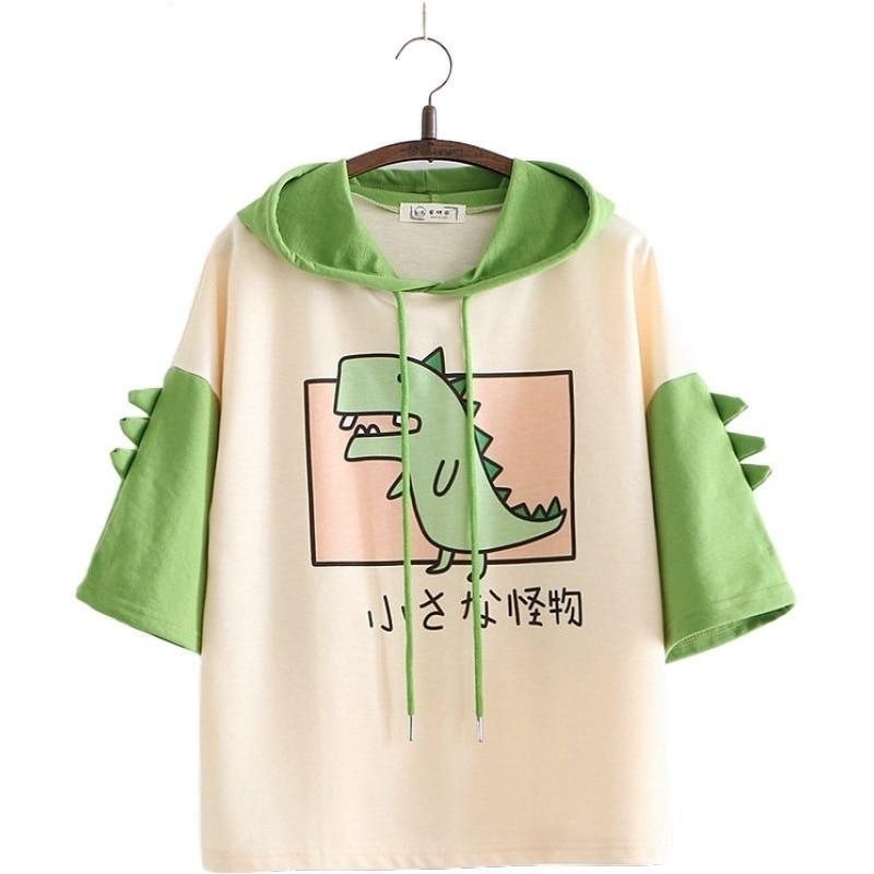 T-shirt japonais à capuche Dino