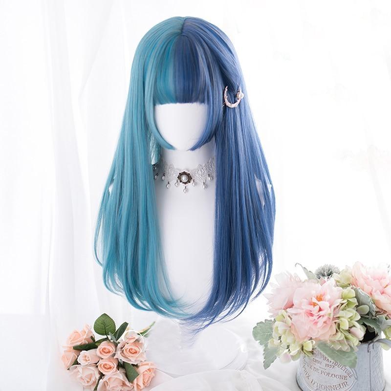 Perruque fendue Lolita Bleu 46