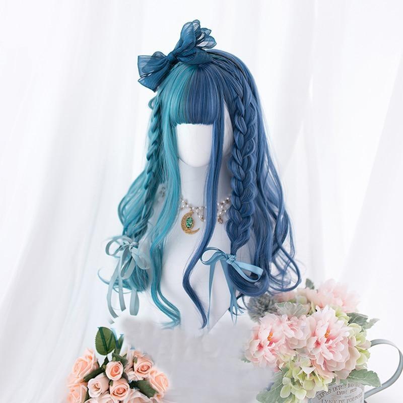 Perruque fendue Lolita Bleu 45