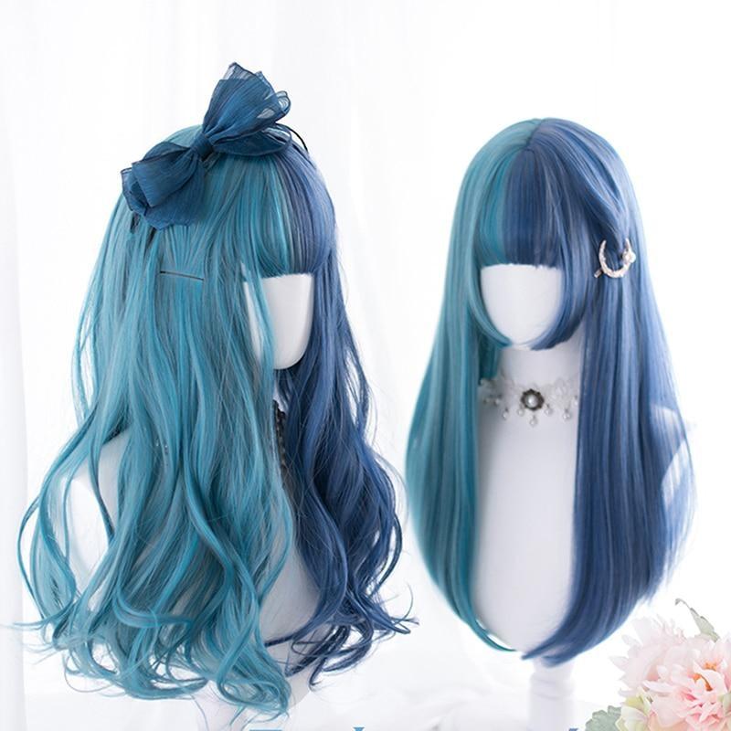 Perruque fendue Lolita Bleu 39