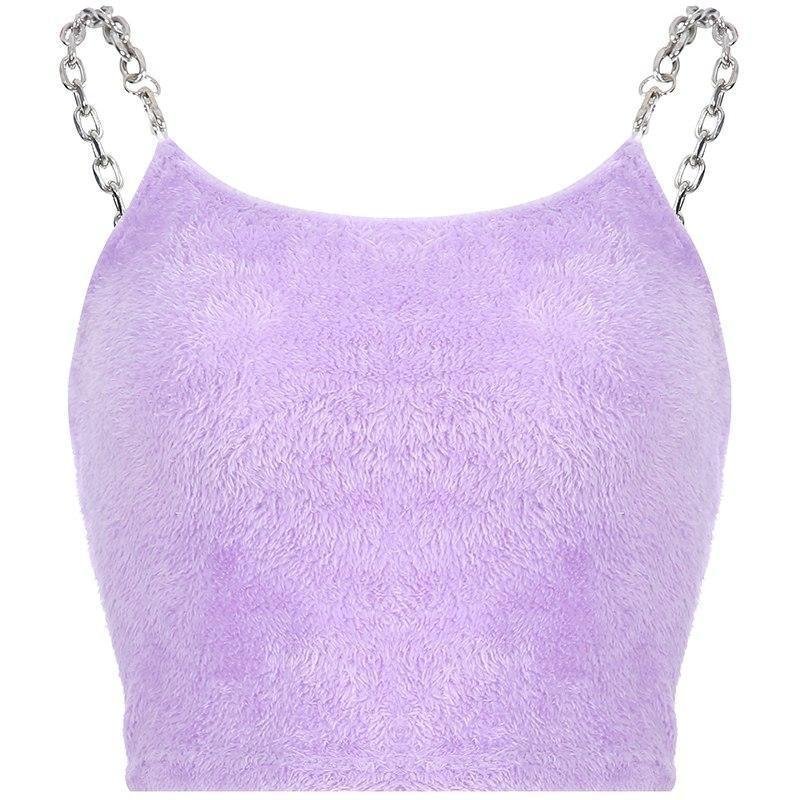 Top court en fourrure violet