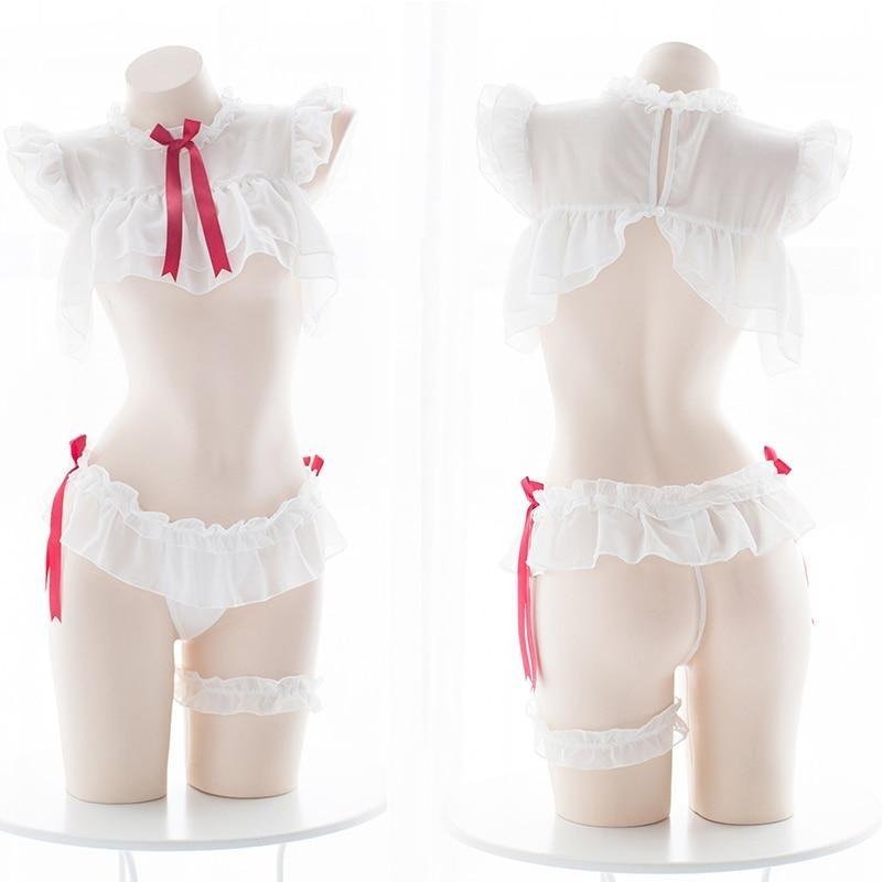 Ensemble de lingerie étudiante en mousseline de soie