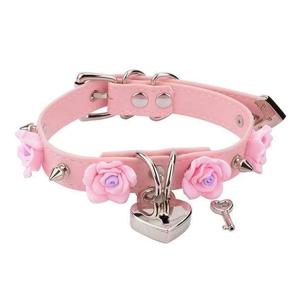 Collier médaillon rose