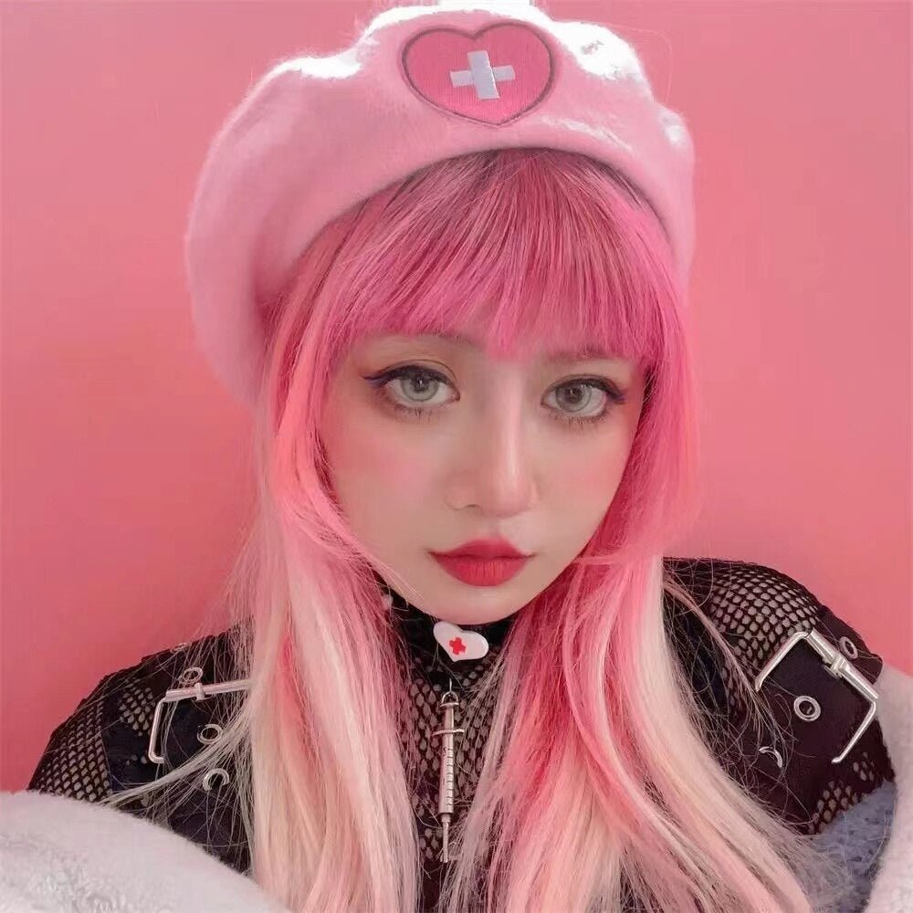 Béret d'infirmière Menhera rose