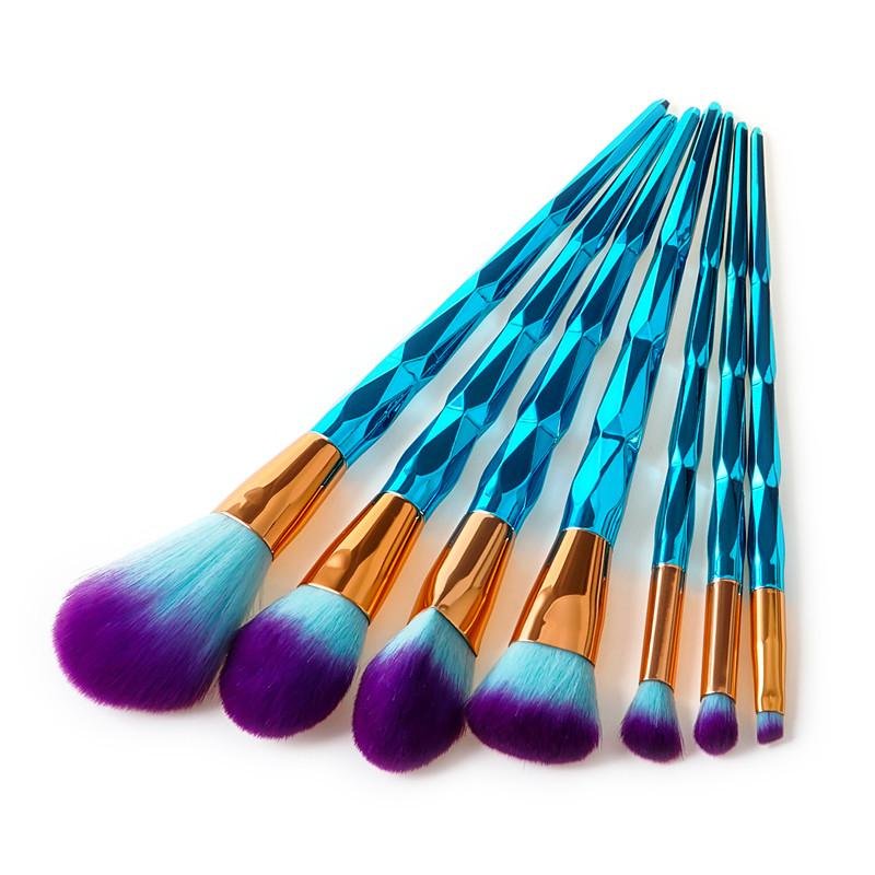 Ensemble de pinceaux de maquillage diamant bleu
