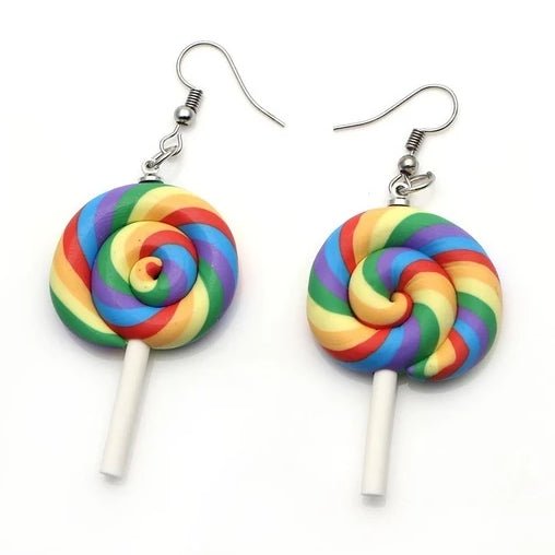 Boucles d'oreilles sucettes arc-en-ciel
