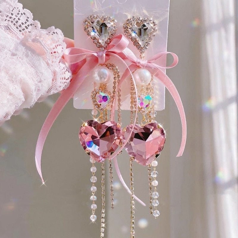 Boucles d'oreilles pendantes princesse en cristal