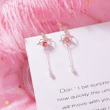 Boucles d'oreilles pendantes avec pendentif en forme de cœur