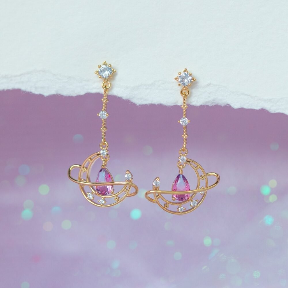 Boucles d'oreilles pendantes croissant de lune