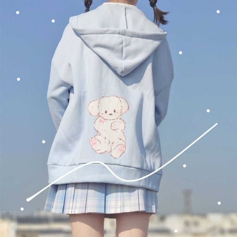 Sweat à capuche petit chiot bleu