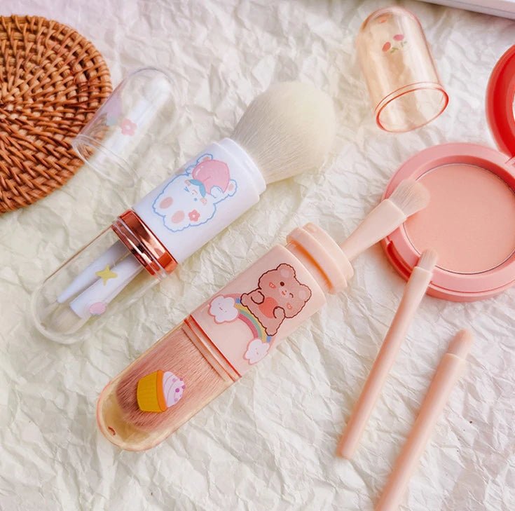Ensemble de pinceaux de maquillage de voyage (4 en 1)