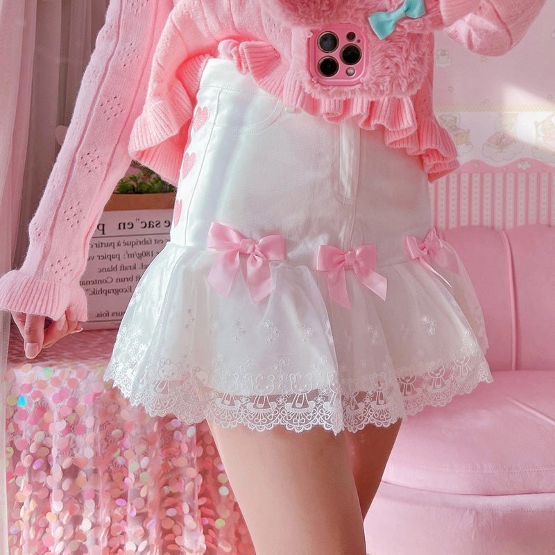 Jupe Lolita avec ruban en dentelle