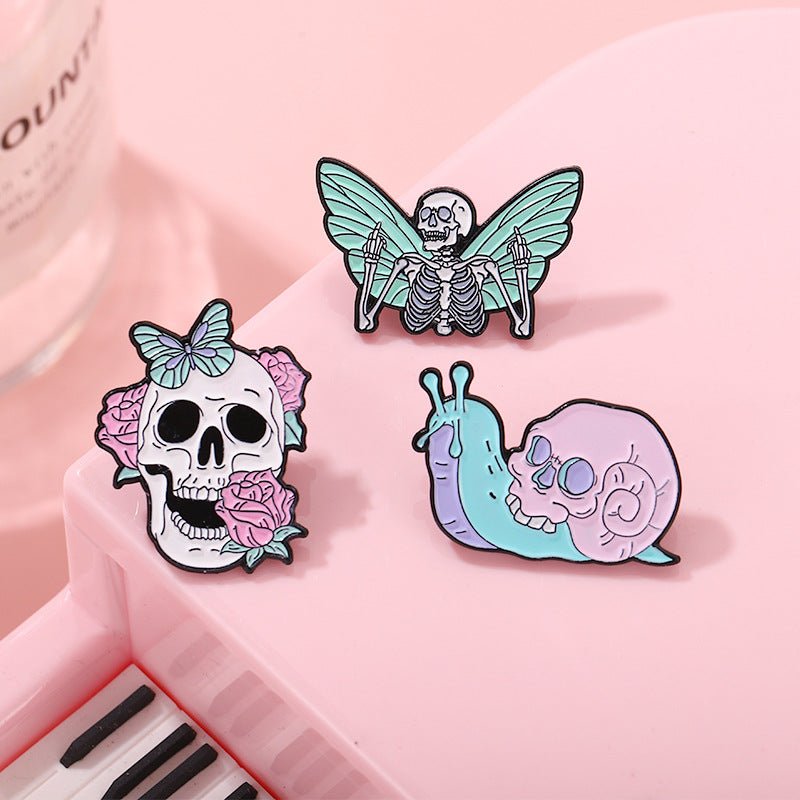 Ensemble d’épingles en émail pastel goth effrayant mignon