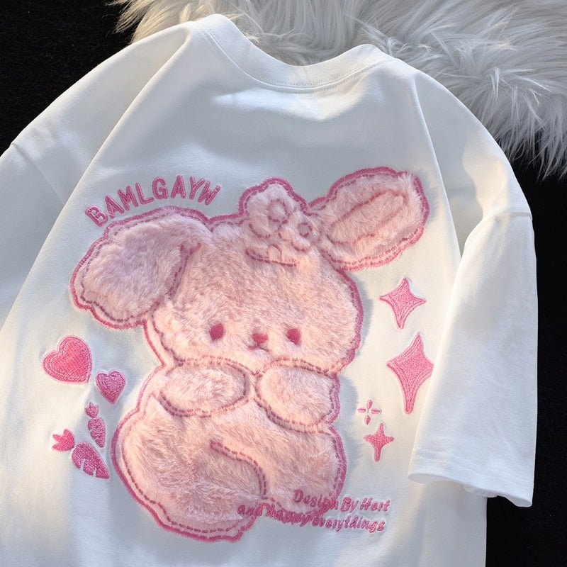 T-shirt moelleux lapin rose
