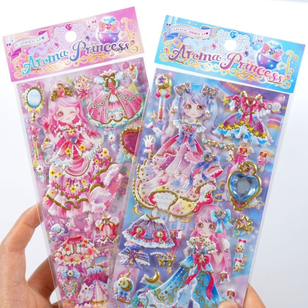 Autocollants princesse à paillettes gonflées