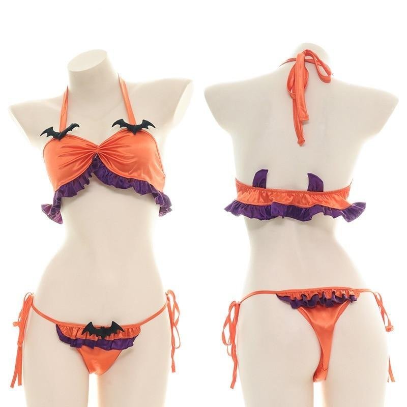 Ensemble de lingerie diable à volants d'Halloween