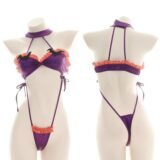 Ensemble monokini d'Halloween chauve-souris à volants