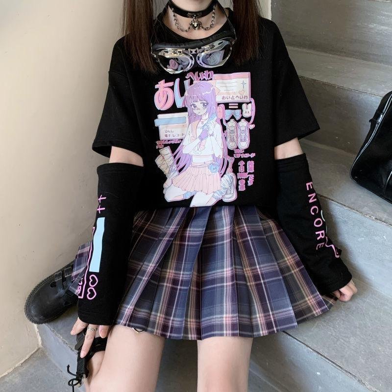 Haut court Gaming E-Girl avec poignets