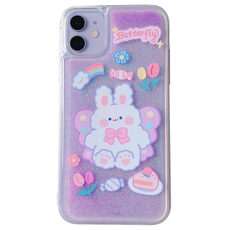 Coque et skin iPhone Lapin pastel pailleté
