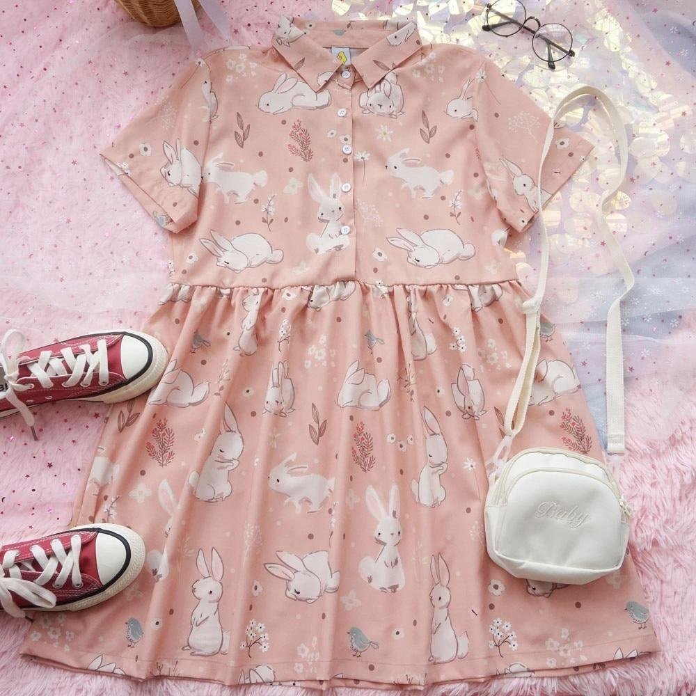 Robe d'écolière lapin de printemps