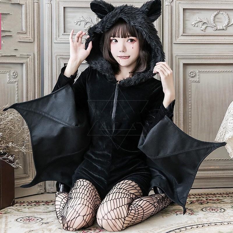 Ensemble de costumes de chauve-souris noire floue