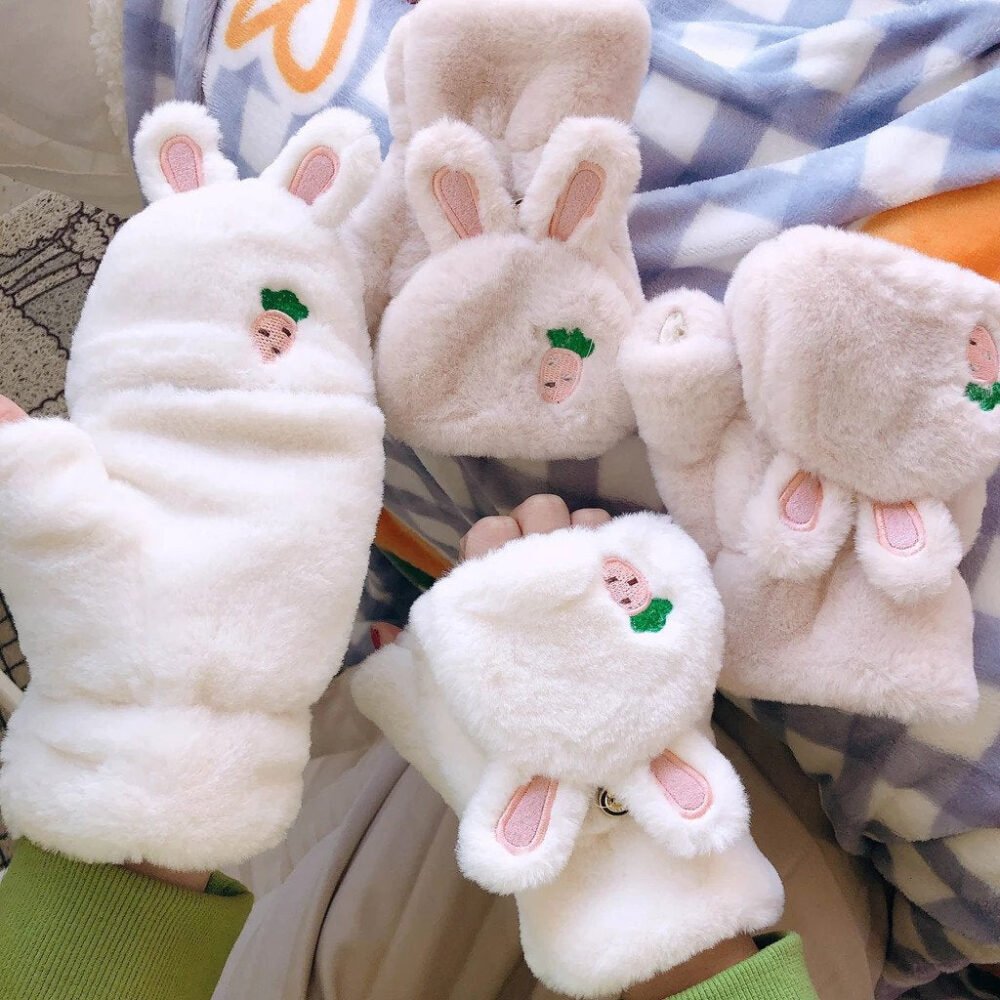 Mitaines en peluche Strawbunny
